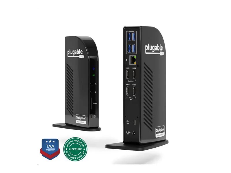 Plugable 14-in-1 USB-C Docking Station for 4 Monitor Setup with