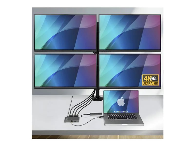 StarTech.com USB-C to Quad-Monitor Workstation Adapter, 4K 60Hz