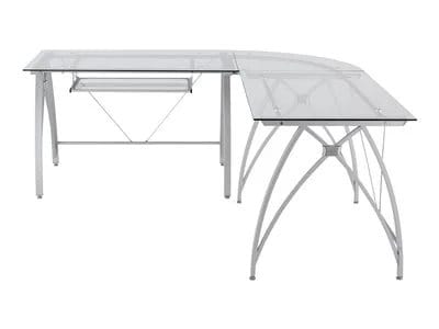 

Realspace® Vista Glass L-Shaped Desk, Silver