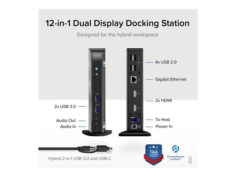 Plugable USB 3.0 Universal Dual Monitor Docking Station | 78808732