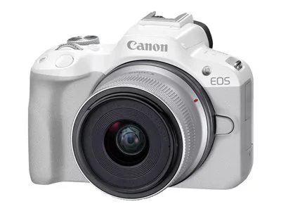 Canon EOS R50 Mirrorless Camera with 18-45mm Lens - White