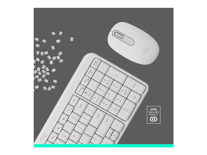 Logitech MK250 Compact Wireless Mouse and Keyboard - Off-white