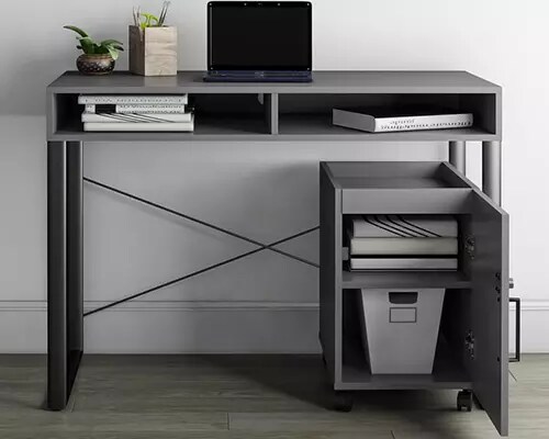 Realspace Bexler 42 W Computer Desk With Mobile Cart GrayBlack