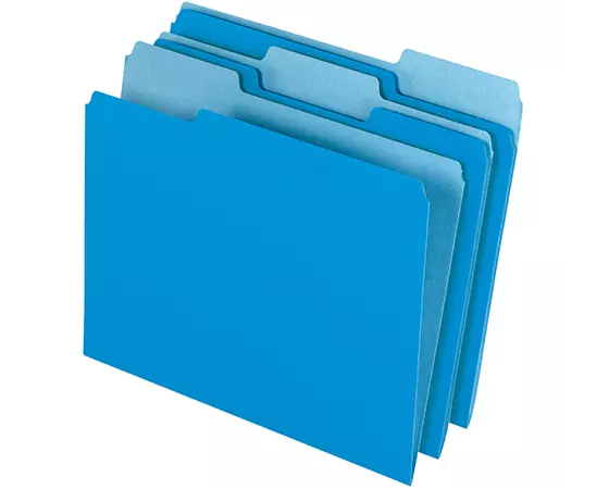 Office Depot Brand 2-Tone File Folders, 1/3 Cut, Letter Size, Blue, Box Of 100