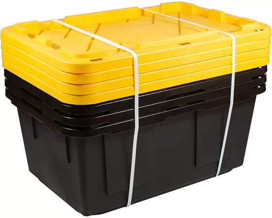 Office Depot Brand by GreenMade Professional Storage Tote With HandlesSnap  Lid 27 Gallon 30 110 x 20 14 x 14 34 BlackYellow - Office Depot