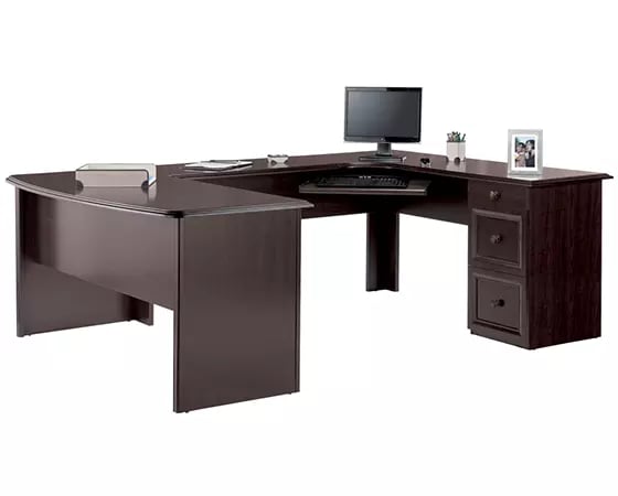 Office Depot Realspace Broadstreet 65inW U-Shaped Executive Desk, Walnut