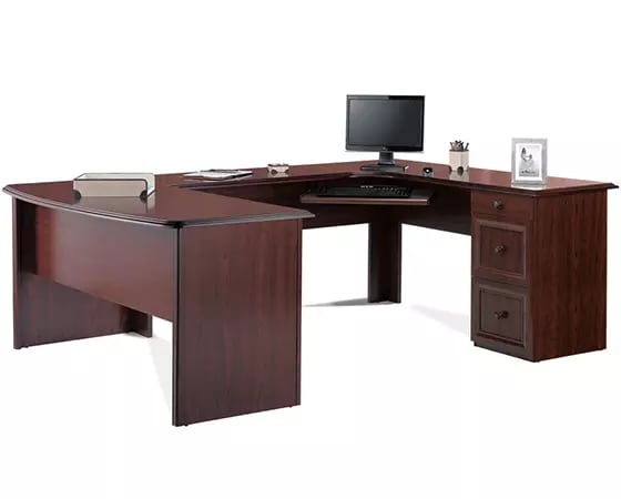 Office Depot Realspace Broadstreet 65inW U-Shaped Executive Desk, Cherry