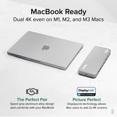 Plugable USB-C Docking Station for 4K Dual Monitors (2x HDMI/2x DP