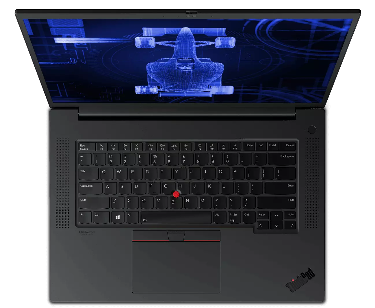 Ekranda bir F1 arabası tasarım planı olan Lenovo ThinkPad