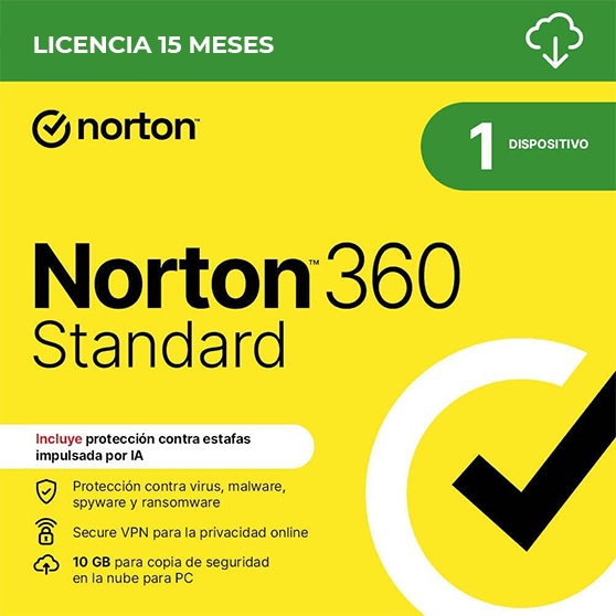 Norton 360 Standard - Protección para 1 Equipo - Licencia 15 Meses