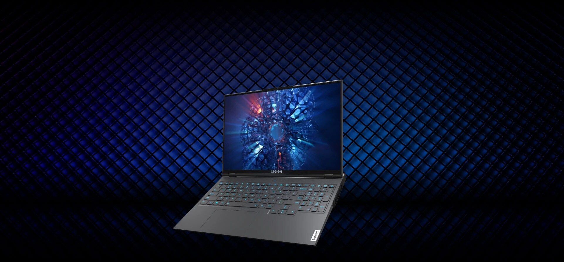 Front view of a laptop standing