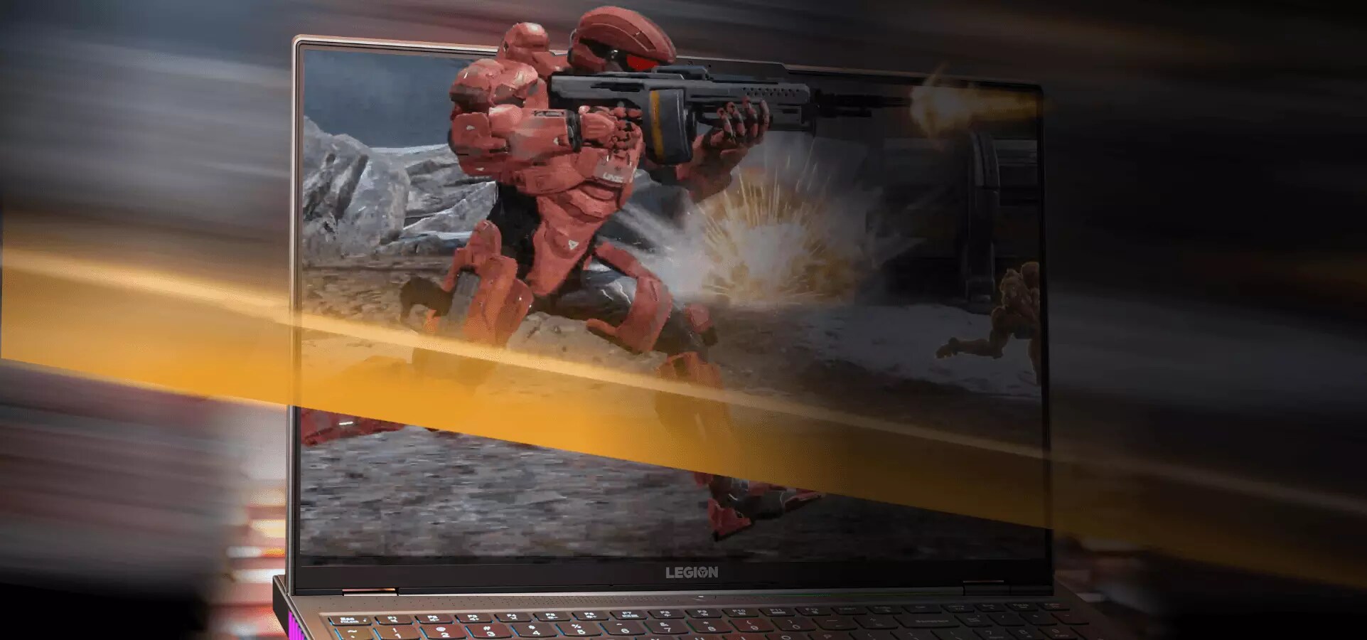 Robot with a gun running out of a laptop screen