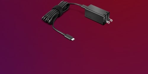 A Lenovo 65W USB-C GaN Adapter is featured on a background.