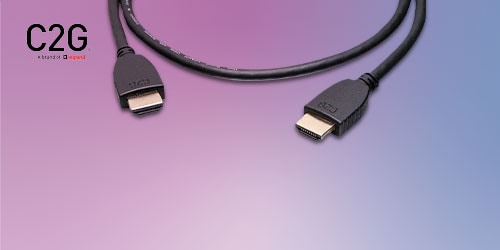 A C2G 6ft High Speed HDMI Cable for 4k Devices is featured on a background.