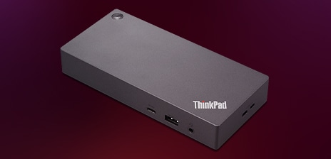 A ThinkPad Universal USB-C Dock (with 135W Power Adapter) is featured on a background.