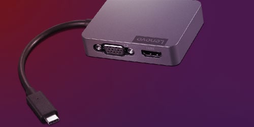 A Lenovo USB-C Travel Hub Gen2 is featured on a background.