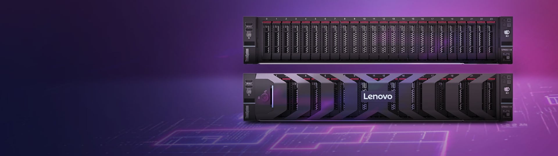 Two Lenovo Rack Servers on top of each other