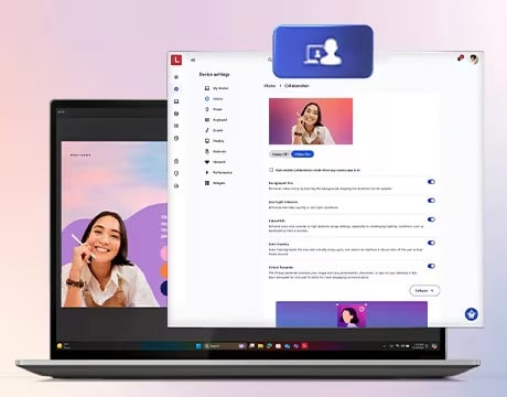 PC Portable Lenovo Thinkpad X1 2-en-1 Gen 10 Aura Edition - Yoga Pen (21NU00K6FE) Le mode Collaboration utilise l'IA pour améliorer vos réunions numériques et vous mettre en valeur sur l'ordinateur portable Lenovo ThinkPad X1 2 en 1 Gen 10 Aura Edition.