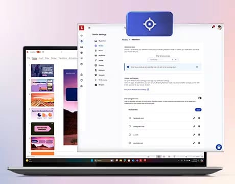 PC Portable Lenovo Thinkpad X1 2-en-1 Gen 10 Aura Edition - Yoga Pen (21NU00K6FE) Le mode Attention vous aide à rester concentré sur la tâche à accomplir lorsque vous êtes aux commandes de l'ordinateur portable Lenovo ThinkPad X1 2 en 1 Gen 10 Aura Edition.