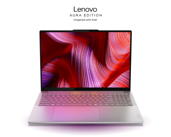 Vue avant du Yoga Pro 9i Gen 10 Aura Edition (16" Intel).