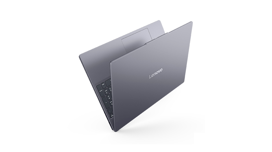 A laptop suspended in a &Prime;V&Prime; shape, showing slim design, of the Lenovo IdeaPad Slim 3i Gen 11 (15&Prime; Intel) laptop. מחשב נייד IdeaPad Slim 3&nbsp;15IWC11 83RR00E1IV&nbsp;מבית&nbsp;Lenovo