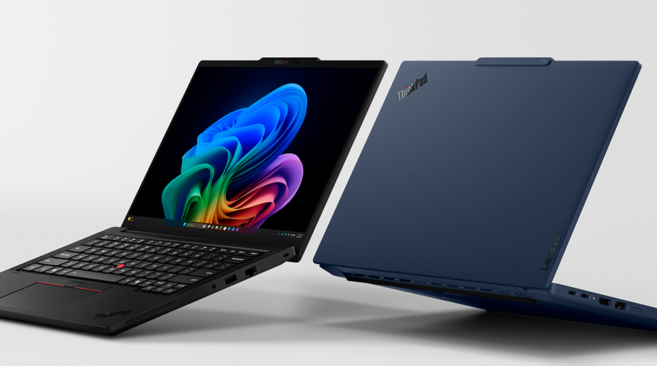 Lenovo ThinkPad T14 Gen 7 (14” Intel) 筆記型電腦的 Eclipse Black 和 Cosmic Blue 型號。