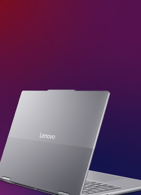 Dual-toned cover in Luna Grey with the Lenovo logo on the Lenovo ThinkBook 14 2-in-1 Gen 6 Laptop.