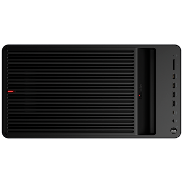 A host of ports on the top side of the Lenovo ThinkCentre X (Intel) Tower.