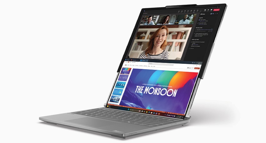 Voit rullata Lenovo ThinkBook Plus Gen 6 -kannettavan näyttöä helposti ylöspäin 14 tuumasta 16,7 tuumaan.