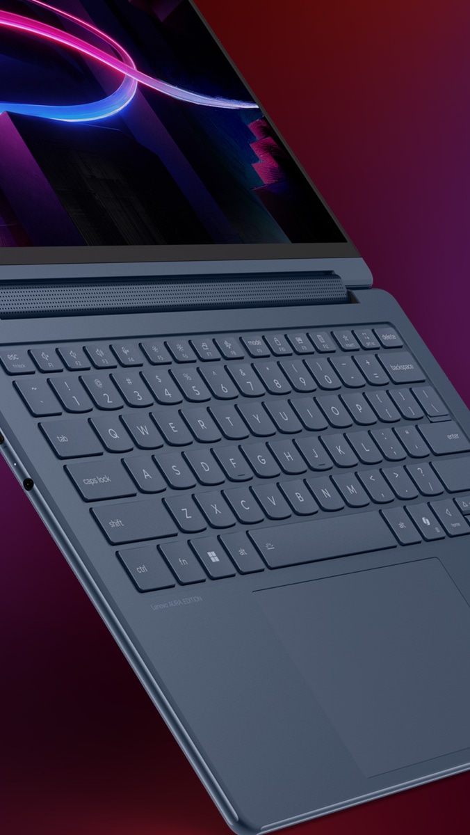 Closeup of the keyboard on the Yoga 9i Gen 11 2-in-1 Aura Edition (14” Intel)