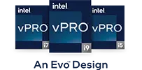 Famille Intel vPRO Evo Design i5/i7/i9 badges centre lumière