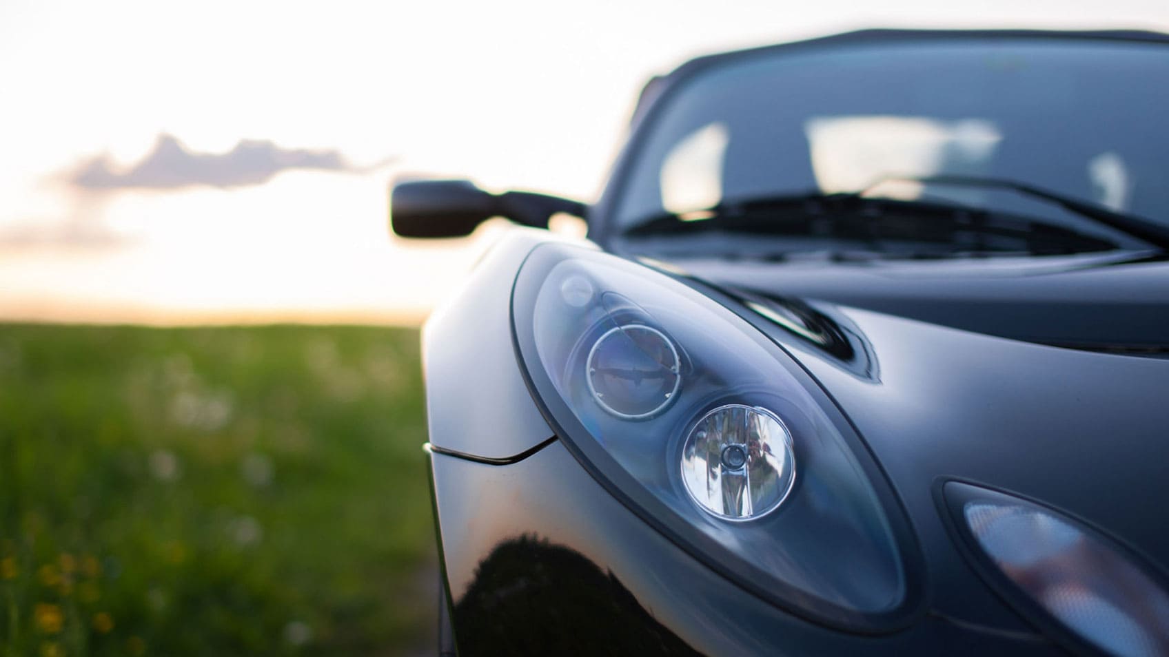 A close-up of a sports car