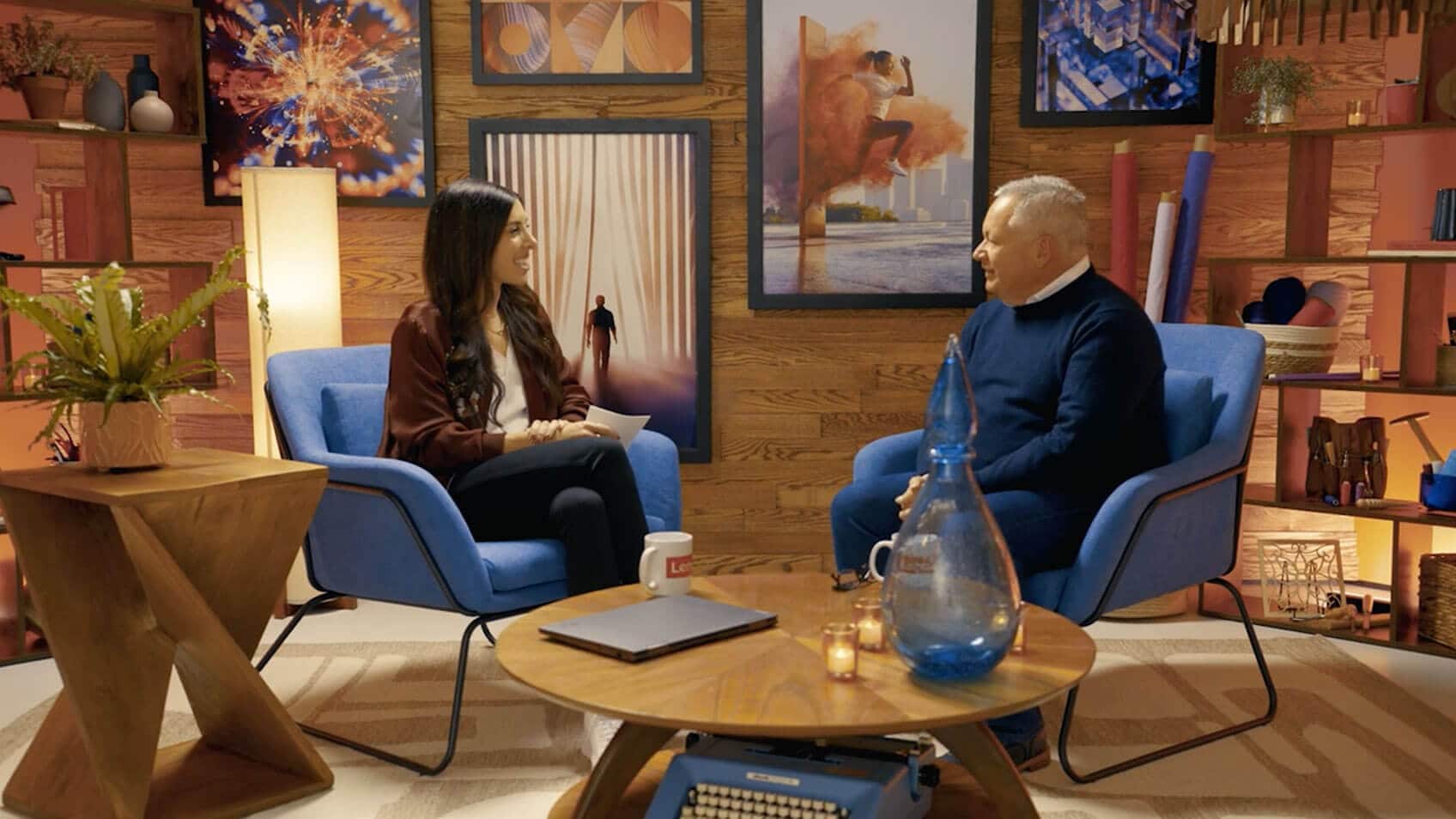 Alexa Carlin interviewing Scott Tease in the Lenovo Studio.