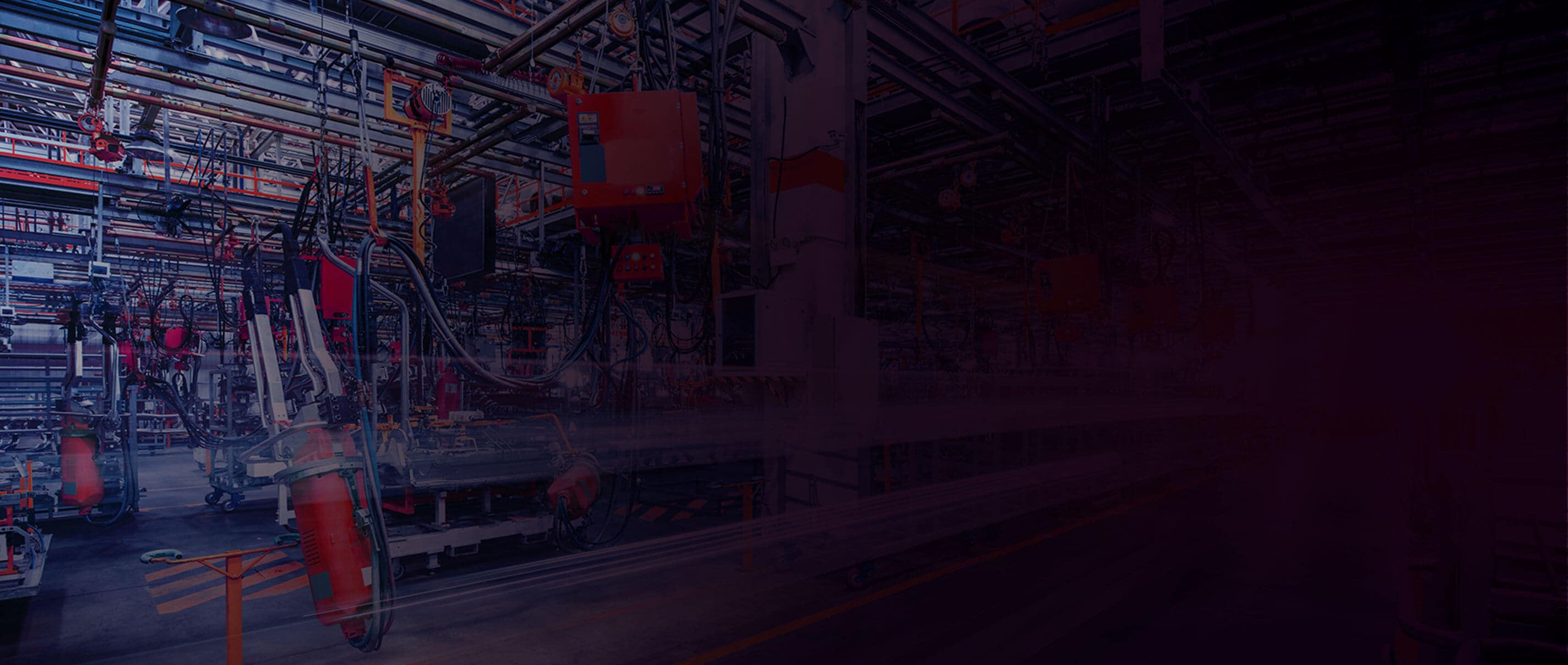 A high-tech assembly line in a manufacturing plant. 