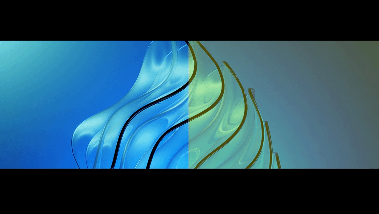 Image shows the difference between Lenovo Natural Low Blue Light Mode (Hardware) and Conventional Blue Filter Mode