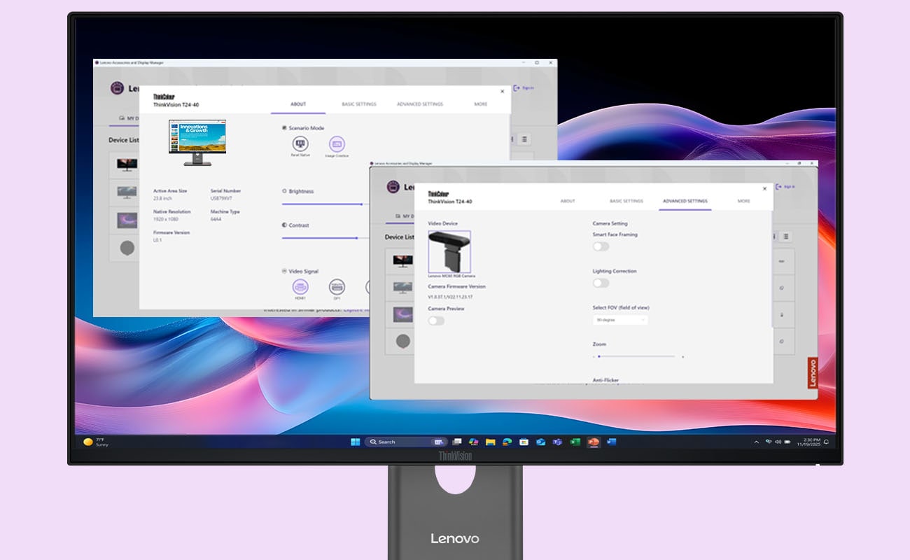 ThinkVision P24QD-40(23.8型/2560×1440/IPS/USB-C/高さ・縦回転