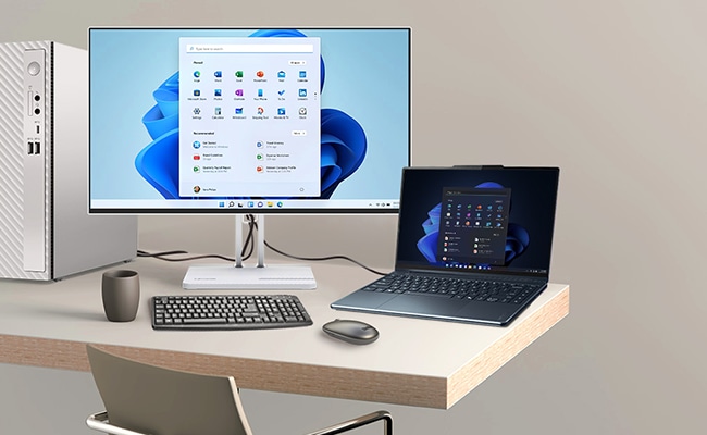 The image showcases a complete desktop gaming setup, demonstrating the monitor's connectivity options that support multiple device connections.