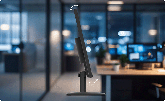 Side view of the lenovo-l24-4e shows the assemble tilt stand function.