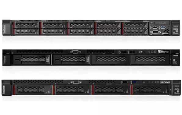 Lenovo ThinkSystem SR250 Rack Server - front facing 3 stack