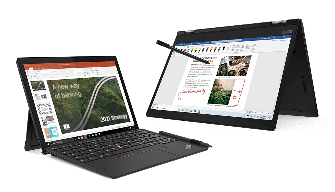 Lenovo ThinkPad X12 detachable laptop and ThinkPad X12 foldable laptop