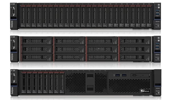 Lenovo ThinkSystem SR665 Rack Server - front facing 3 stack