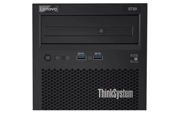 Lenovo ThinkSystem ST50 Tower Server - close up, front facing