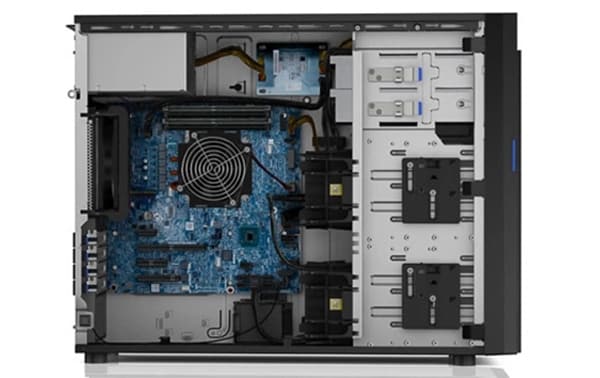 Lenovo ThinkSystem ST250 Tower Server - cover off, right facing