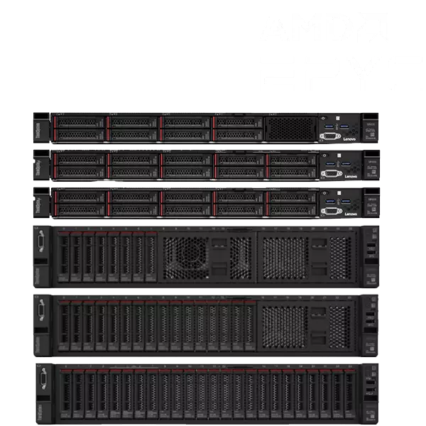 Lenovo ThinkSystem Servers powered by AMD - front facing 6 stack