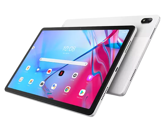 Vista frontal y posterior de Lenovo Tab P11 5G en Moon White