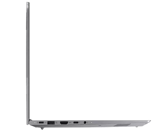 Left-side profile of the Lenovo ThinkBook 14 Gen4+ laptop open 90 degrees.