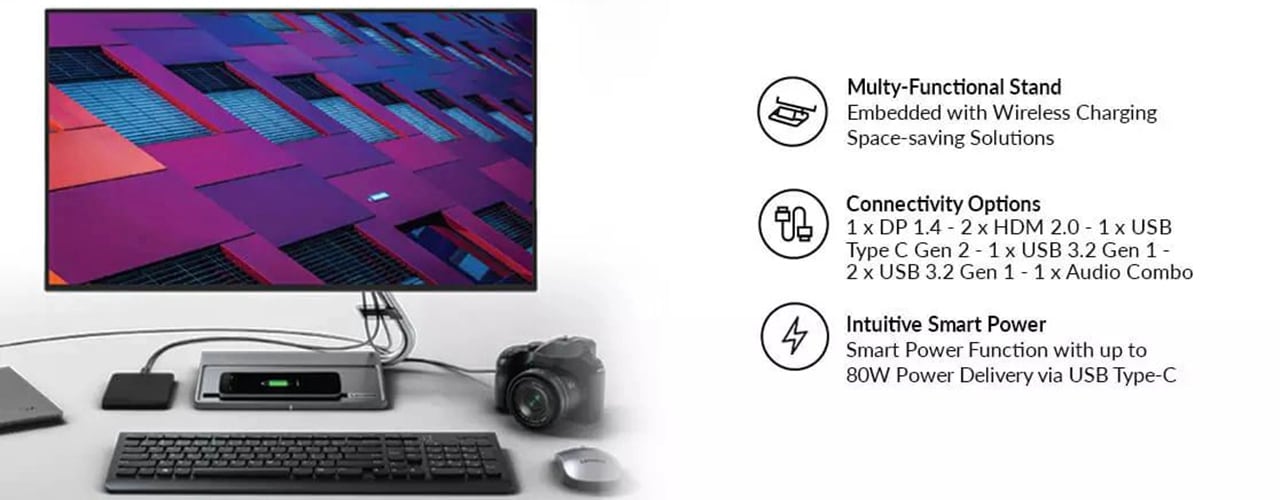 Lenovo Qreator 27 27" UHD Smart Crystal Sound Wireless Charging Monitor
