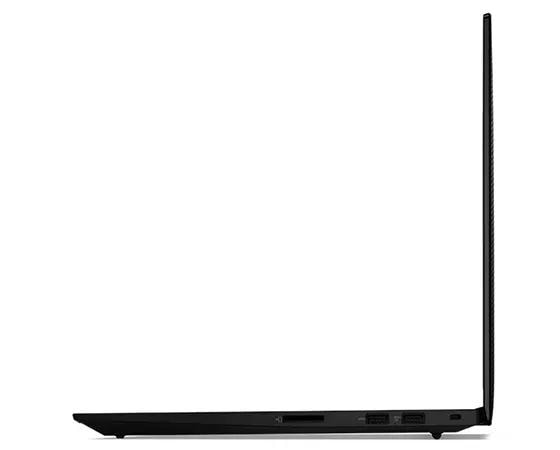 Right-side view of X1 Extreme Gen 5 (16” Intel) laptop, opened, 90 degrees, showing display edge and ports