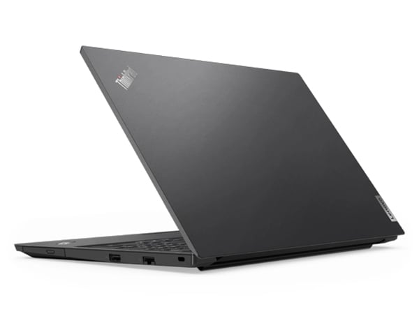 Rear side view of Lenovo ThinkPad E15 Gen 4 (15” AMD) laptop, opened slightly, showing top cover and part of keyboard