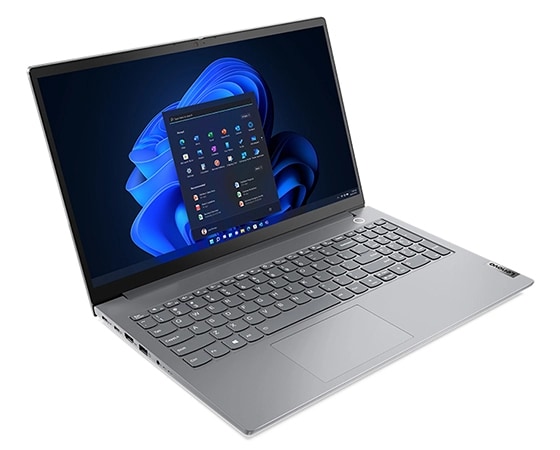 Lenovo ThinkBook 15 Gen 4 (15" AMD) laptop – ¾ left-front view, lid open